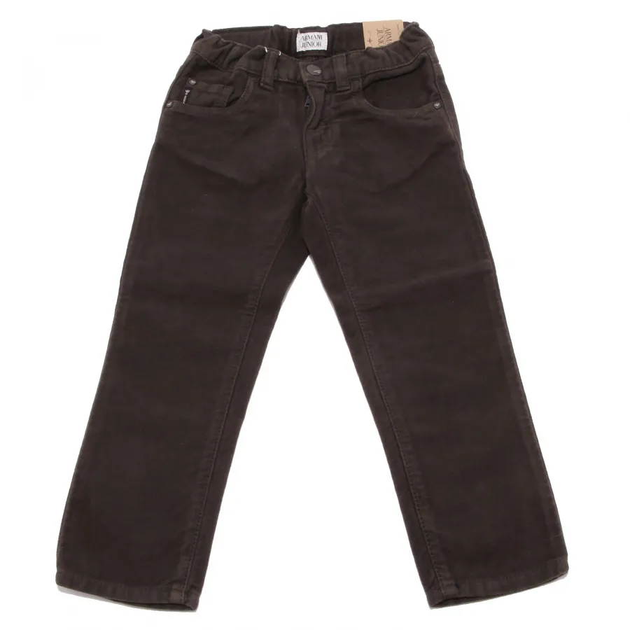 8195U pantalone bimbo ARMANI JUNIOR fustagno brown marrone pant kid boy