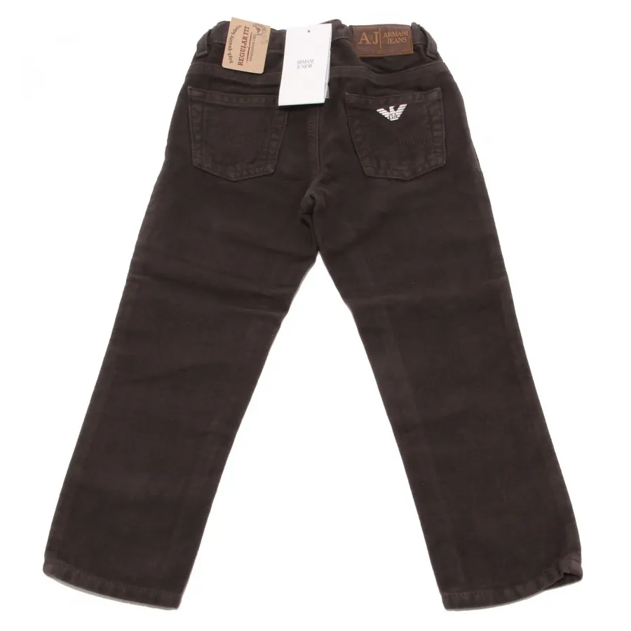 8195U pantalone bimbo ARMANI JUNIOR fustagno brown marrone pant kid boy