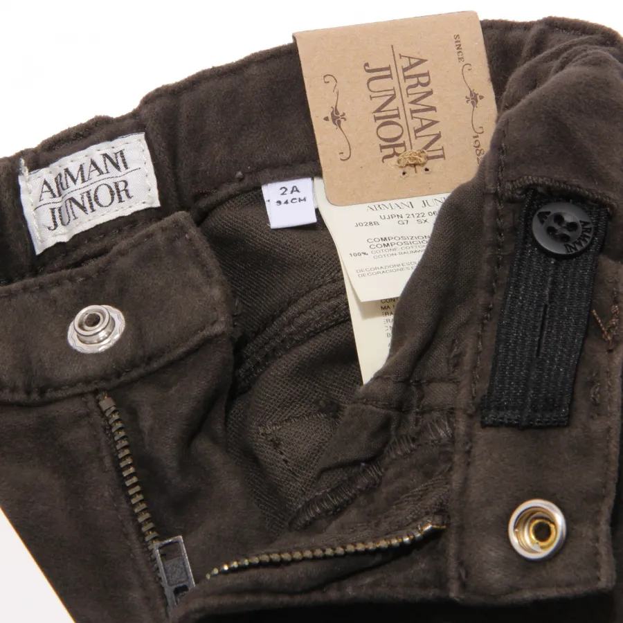 8195U pantalone bimbo ARMANI JUNIOR fustagno brown marrone pant kid boy