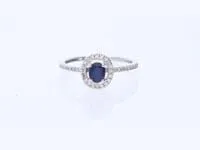 Anello Solitario Elizabeth Crown Oro Bianco 750/1000 Zaffiro 0,39 ct Diamante Bianco 0,19 ct 1650109
