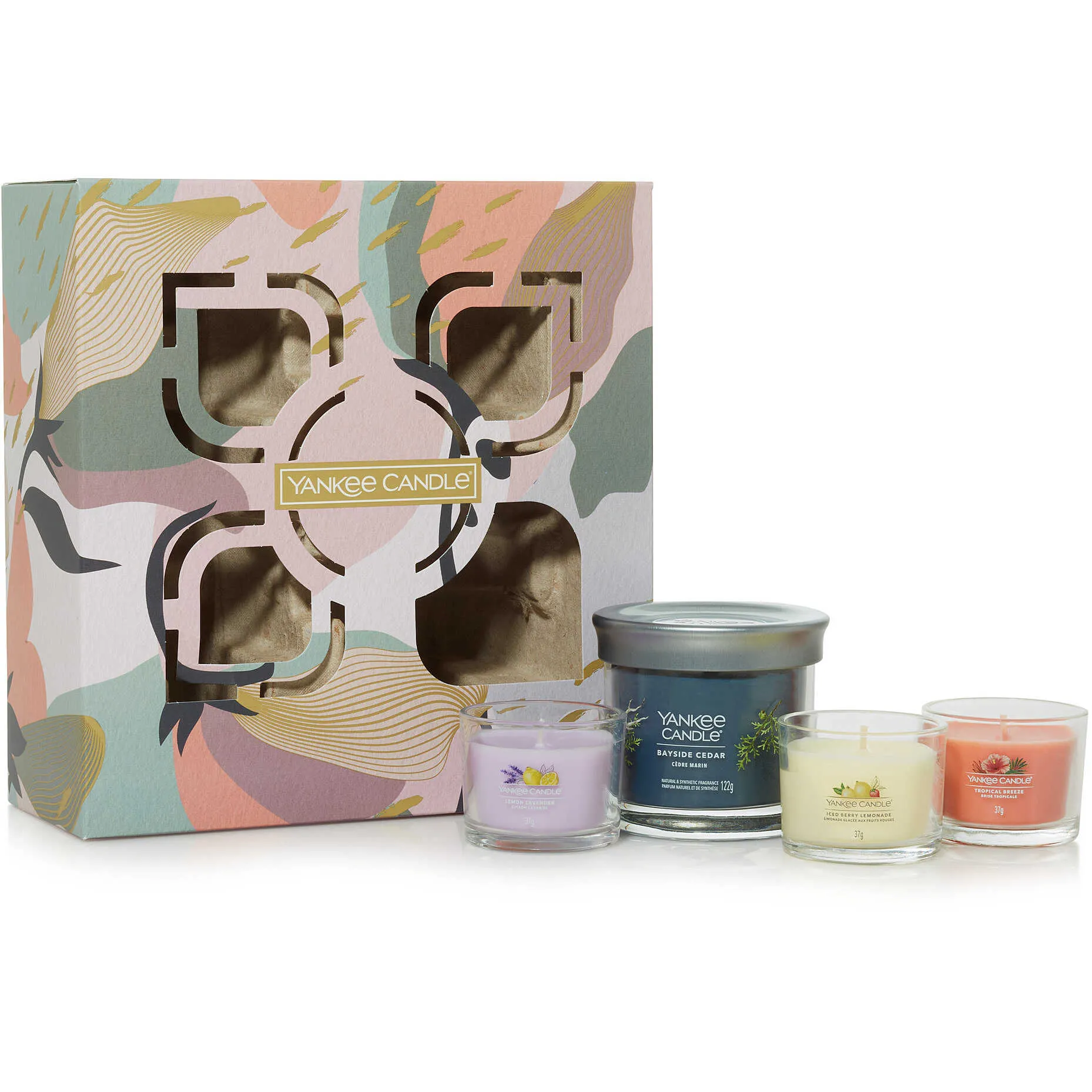 Candela Yankee Candle Box Regalo, Piccola, Votiva SS24 Q1 colore Giallo, Rosa, Viola, Blu