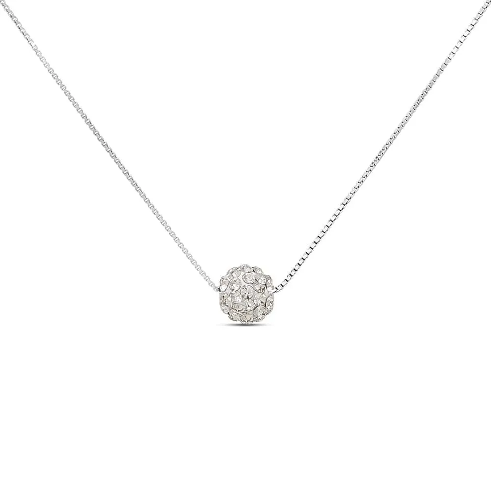 Collana Christelle Oro Bianco 375/1000 Cristallo Bianco 40 + 2 cm 1412252