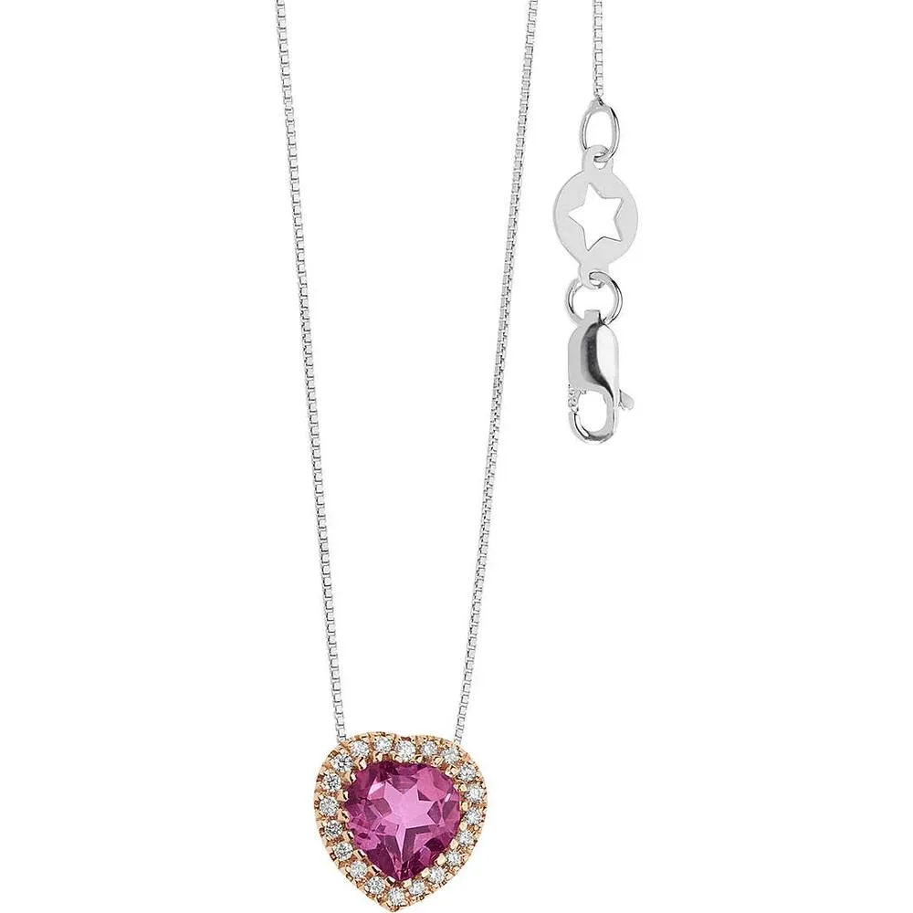 Comete Collana con Topazio Rosa e Diamanti GLB 1578