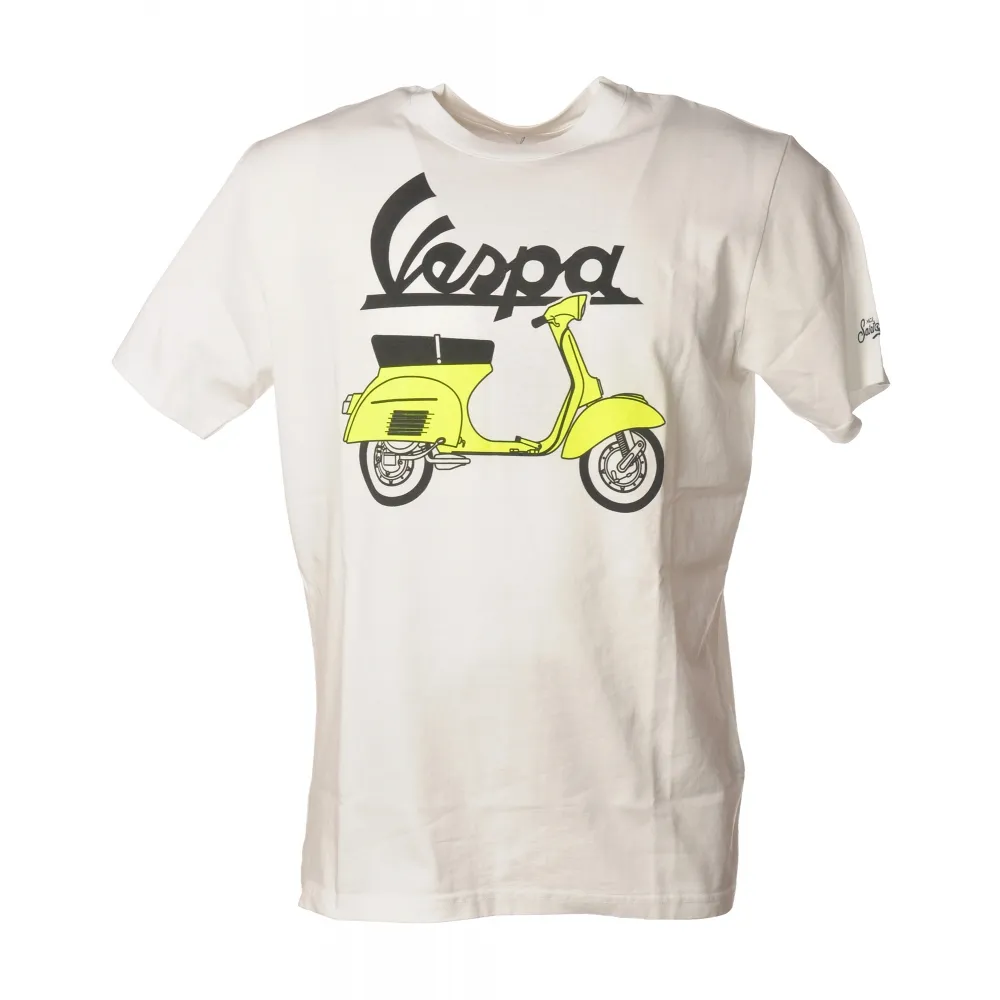 MC2 Saint Barth - T-Shirt Man Vespa Outline 01N - Bianco - Luxury Exclusive Collection